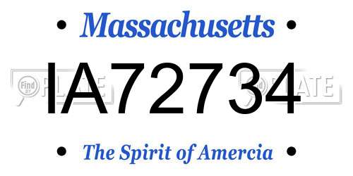 IA72734 Massachusetts License Plate