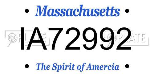 IA72992 Massachusetts License Plate