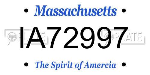 IA72997 Massachusetts License Plate