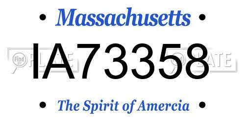 IA73358 Massachusetts License Plate