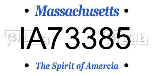 IA73385 Massachusetts License Plate