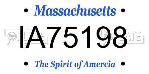 IA75198 Massachusetts License Plate