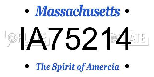 IA75214 Massachusetts License Plate