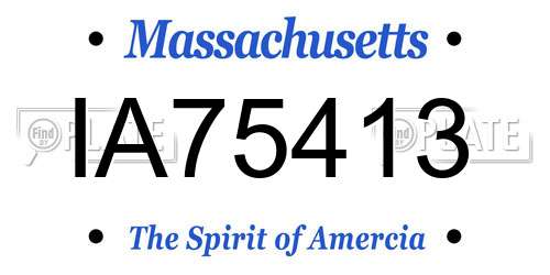 IA75413 Massachusetts License Plate