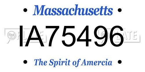 IA75496 Massachusetts License Plate