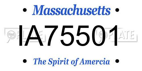 IA75501 Massachusetts License Plate