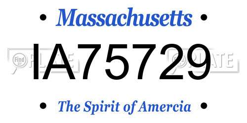 IA75729 Massachusetts License Plate