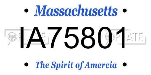 IA75801 Massachusetts License Plate