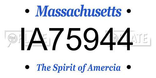 IA75944 Massachusetts License Plate