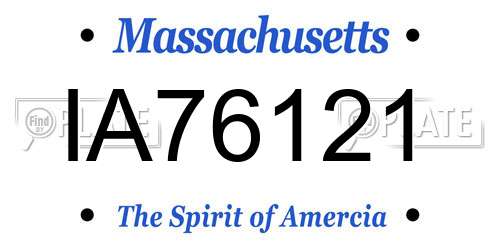 IA76121 Massachusetts License Plate