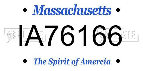 IA76166 Massachusetts License Plate