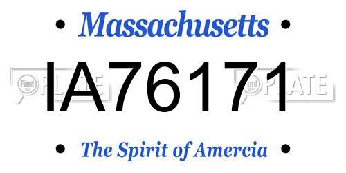 IA76171 Massachusetts License Plate