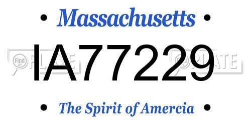 IA77229 Massachusetts License Plate