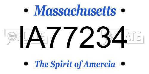 IA77234 Massachusetts License Plate