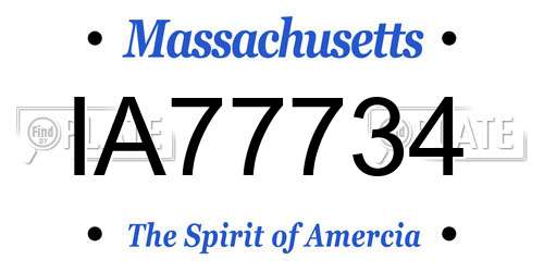 IA77734 Massachusetts License Plate