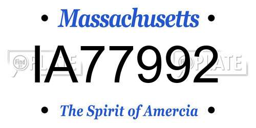 IA77992 Massachusetts License Plate