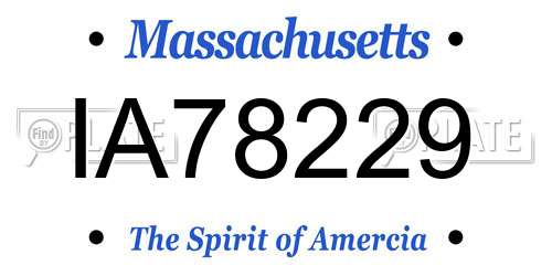 IA78229 Massachusetts License Plate