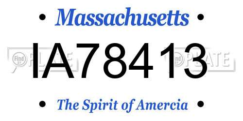 IA78413 Massachusetts License Plate