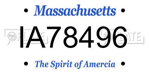 IA78496 Massachusetts License Plate
