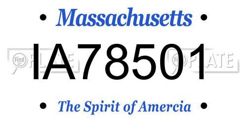IA78501 Massachusetts License Plate