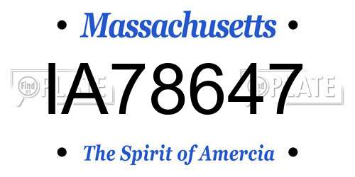 IA78647 Massachusetts License Plate