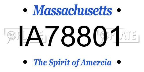 IA78801 Massachusetts License Plate
