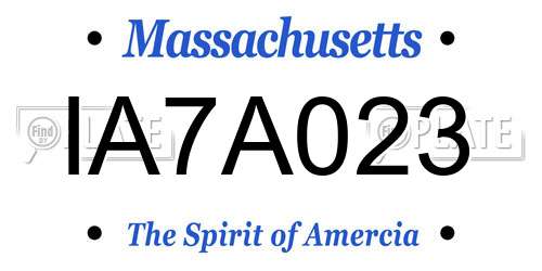 IA7A023 Massachusetts License Plate