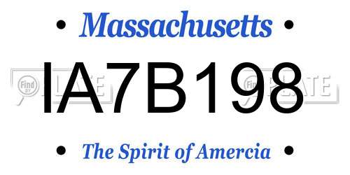 IA7B198 Massachusetts License Plate