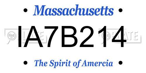 IA7B214 Massachusetts License Plate