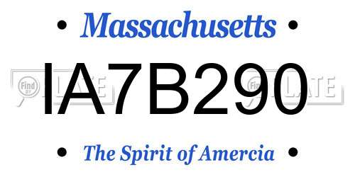 IA7B290 Massachusetts License Plate