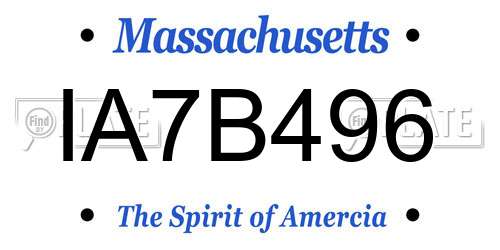 IA7B496 Massachusetts License Plate