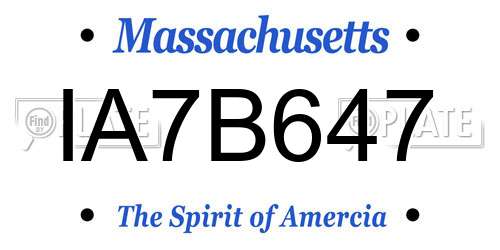 IA7B647 Massachusetts License Plate