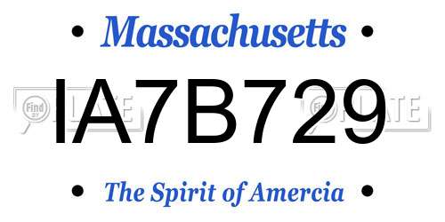 IA7B729 Massachusetts License Plate