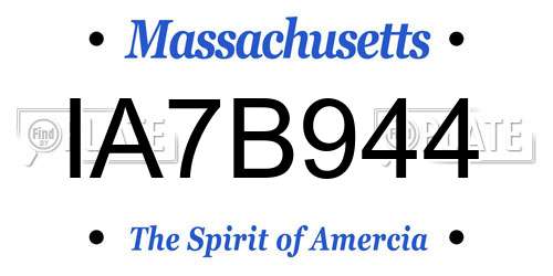 IA7B944 Massachusetts License Plate
