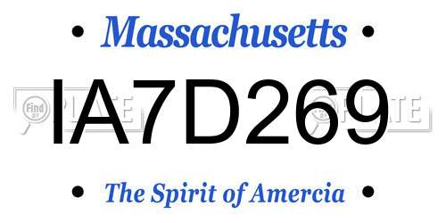 IA7D269 Massachusetts License Plate