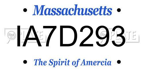 IA7D293 Massachusetts License Plate