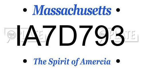 IA7D793 Massachusetts License Plate