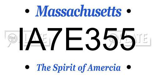 IA7E355 Massachusetts License Plate
