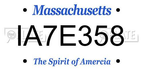 IA7E358 Massachusetts License Plate