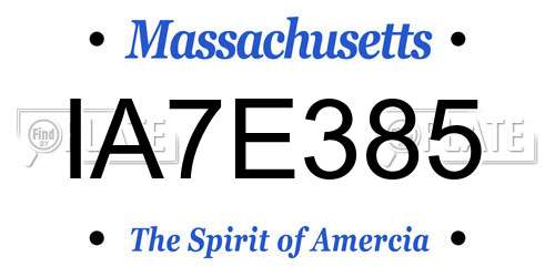 IA7E385 Massachusetts License Plate