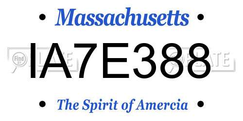 IA7E388 Massachusetts License Plate