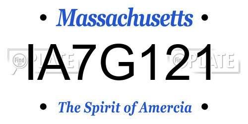 IA7G121 Massachusetts License Plate