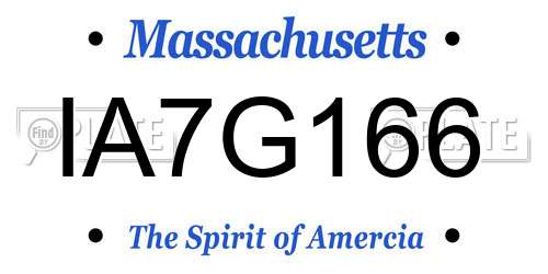 IA7G166 Massachusetts License Plate