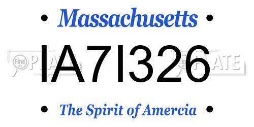 IA7I326 Massachusetts License Plate