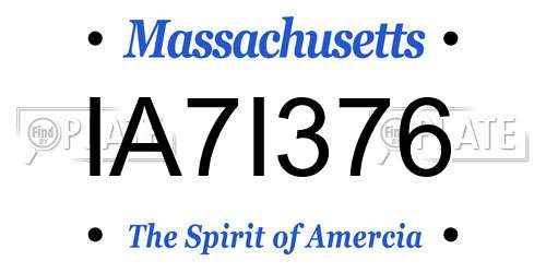 IA7I376 Massachusetts License Plate