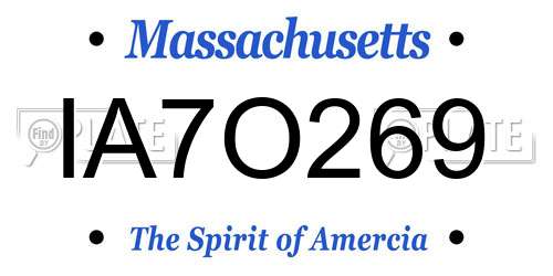 IA7O269 Massachusetts License Plate