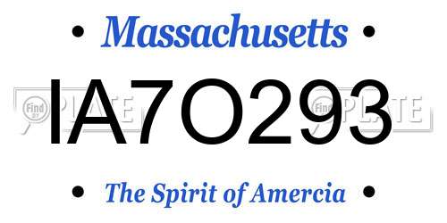 IA7O293 Massachusetts License Plate