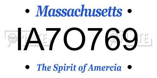 IA7O769 Massachusetts License Plate