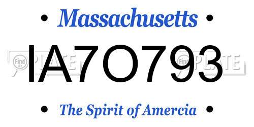 IA7O793 Massachusetts License Plate