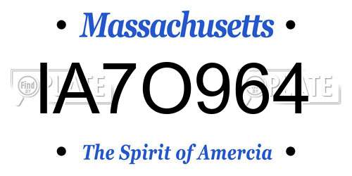 IA7O964 Massachusetts License Plate